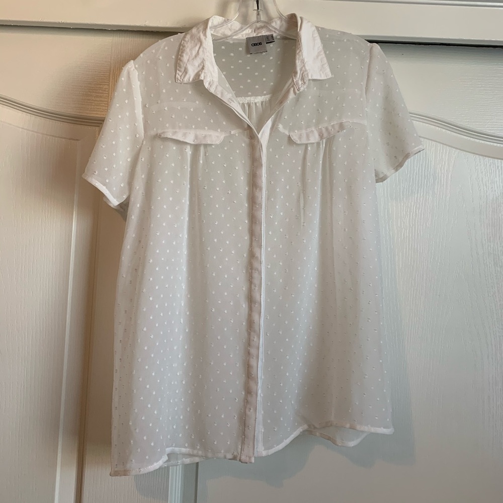 ASOS White Sheer Polka Dot Blouse